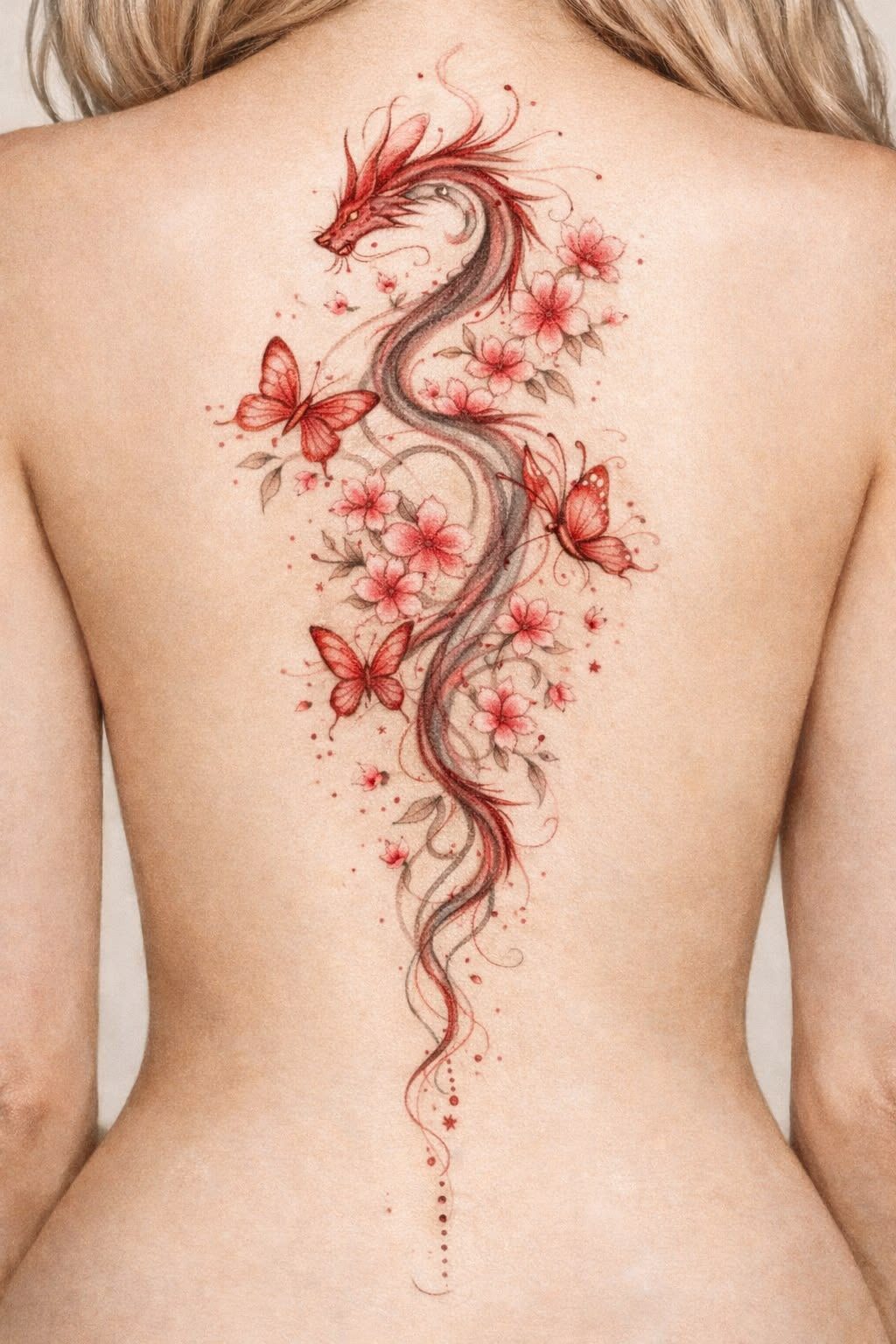 Mẫu hình xăm dọc sống lưng