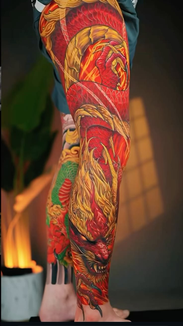 Mẫu hình xăm full chân nam