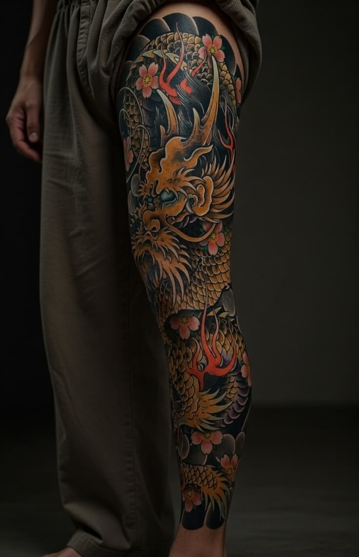Mẫu hình xăm full chân nam