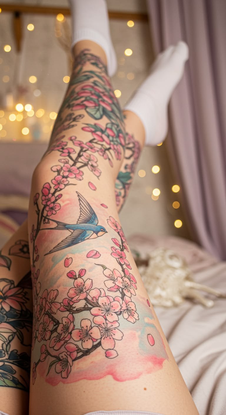 Mẫu hình xăm full chân nữ