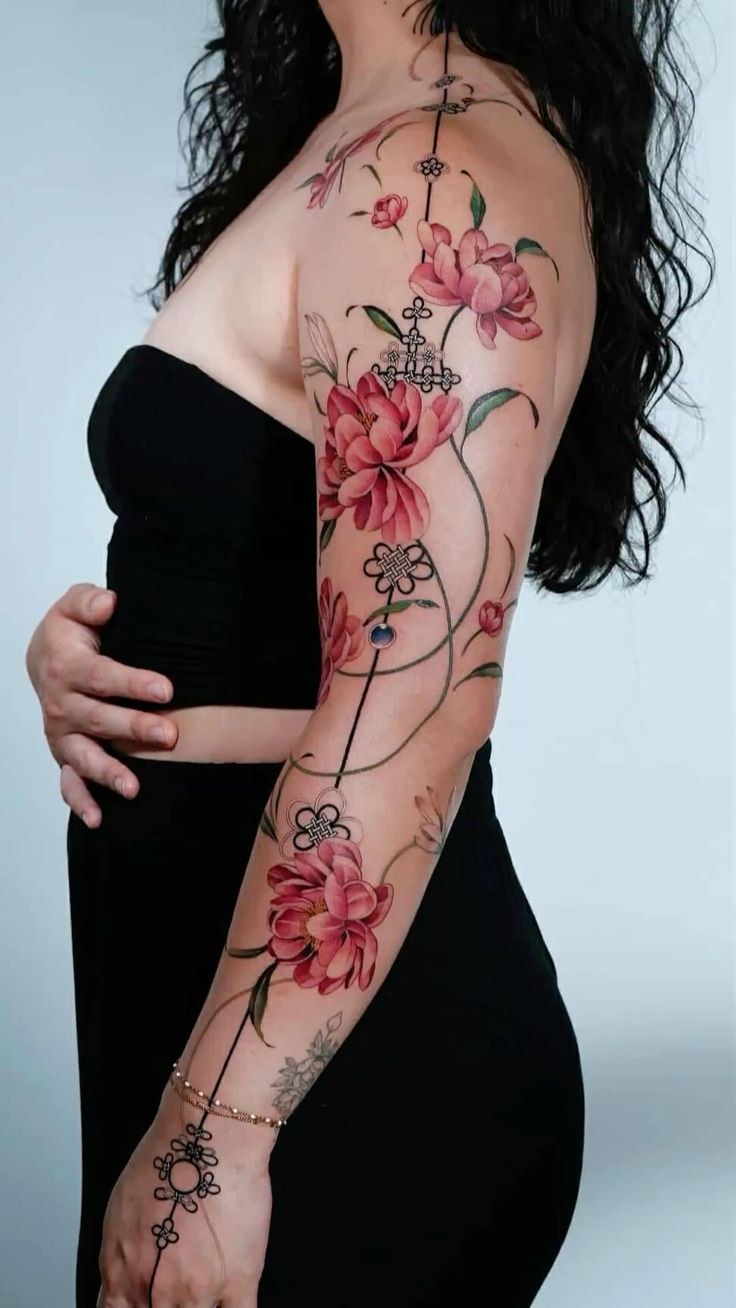 Mẫu hình xăm full tay nữ – mẫu 39